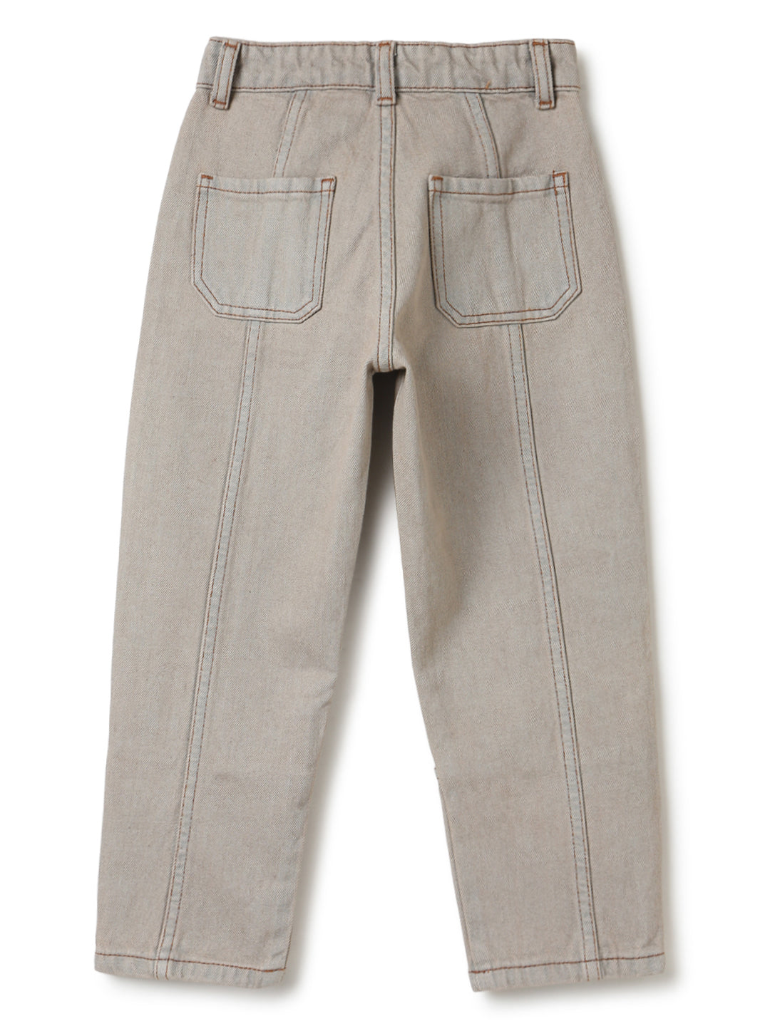 Boys Khaki Tint Washed Barrel Fit Denim Jeans