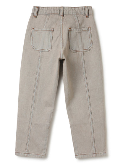 Boys Khaki Tint Washed Barrel Fit Denim Jeans