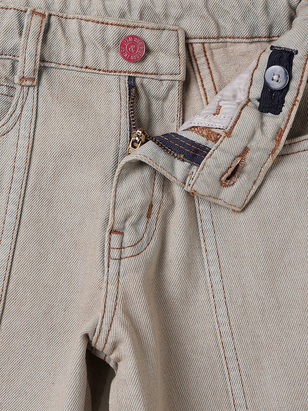 Boys Khaki Tint Washed Barrel Fit Denim Jeans