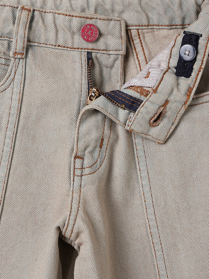 Boys Khaki Tint Washed Barrel Fit Denim Jeans
