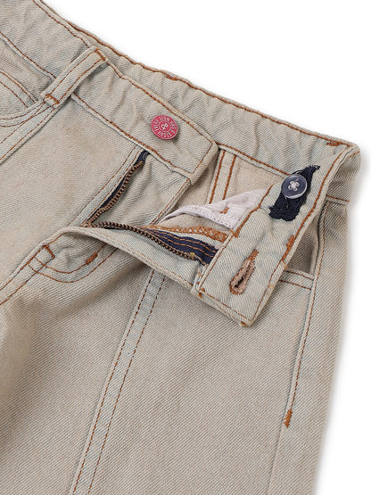 Boys Khaki Tint Washed Barrel Fit Denim Jeans