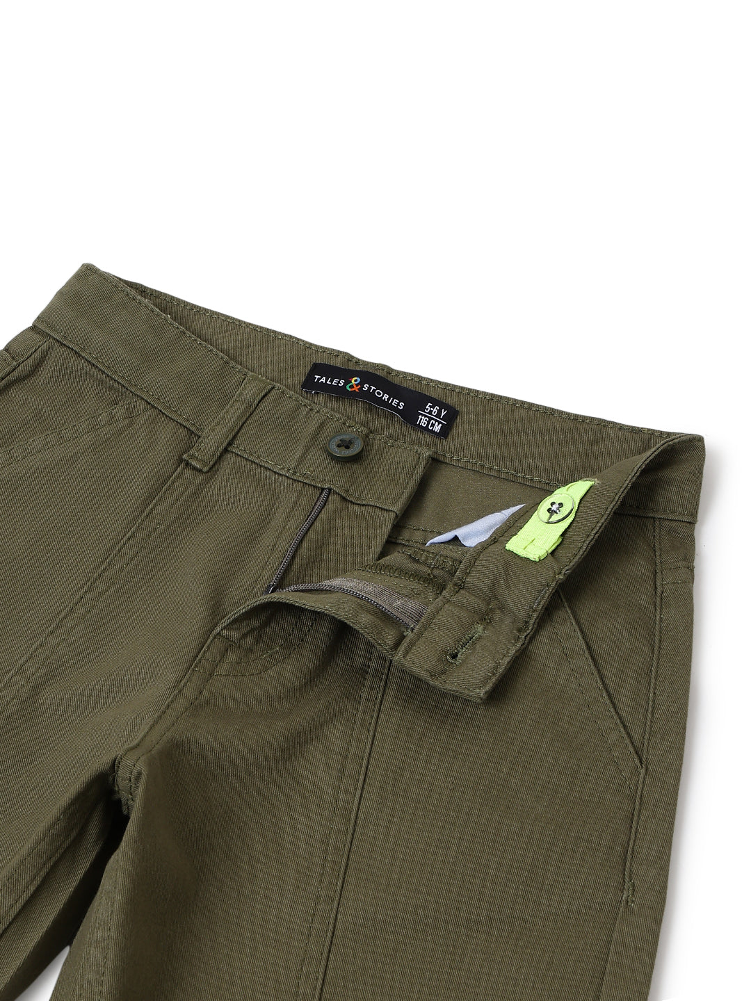 Boys Cotton Olive Barrel Fit Trousers