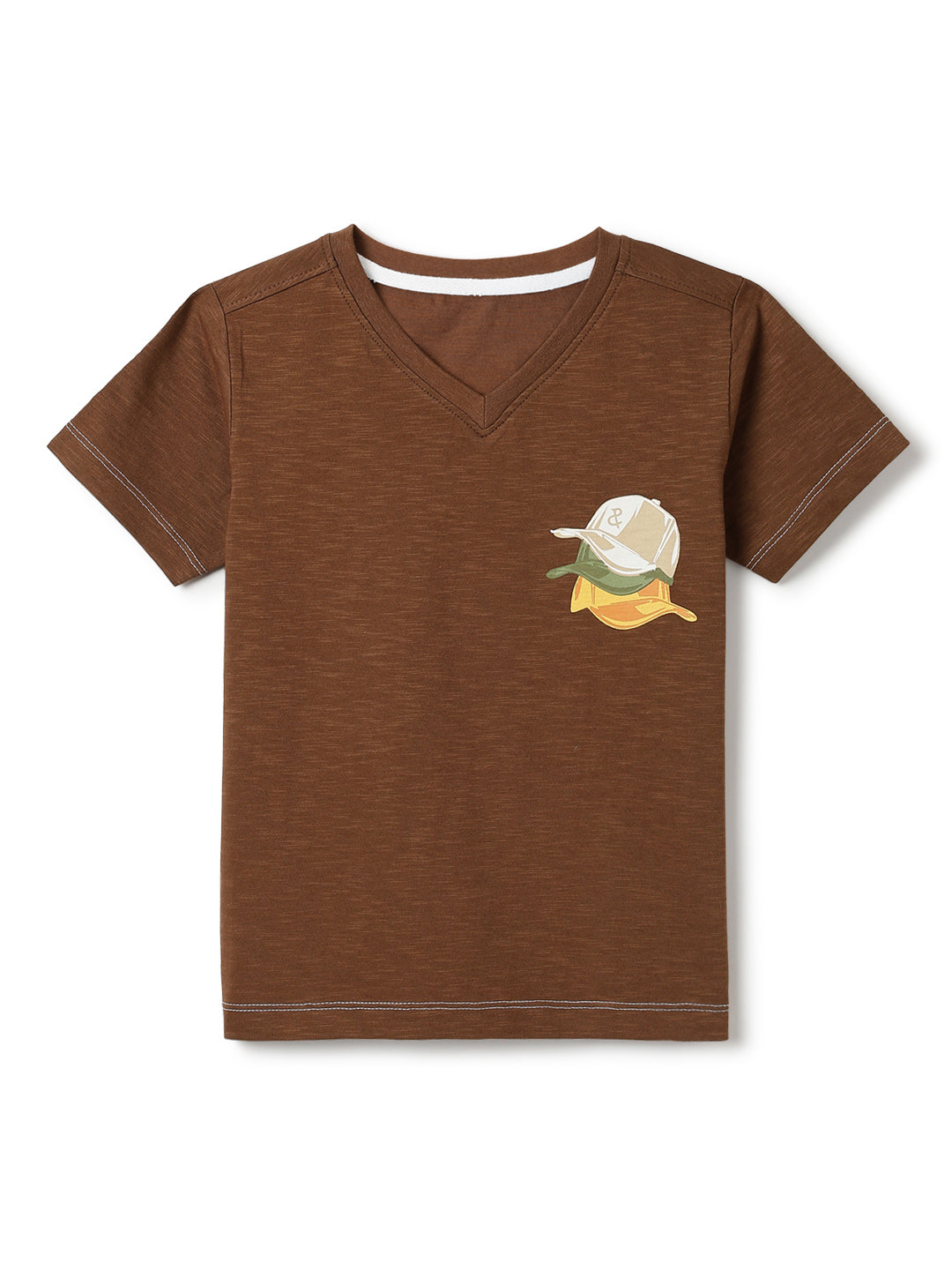 Boys Cotton Brown Printed Oversize T-Shirt