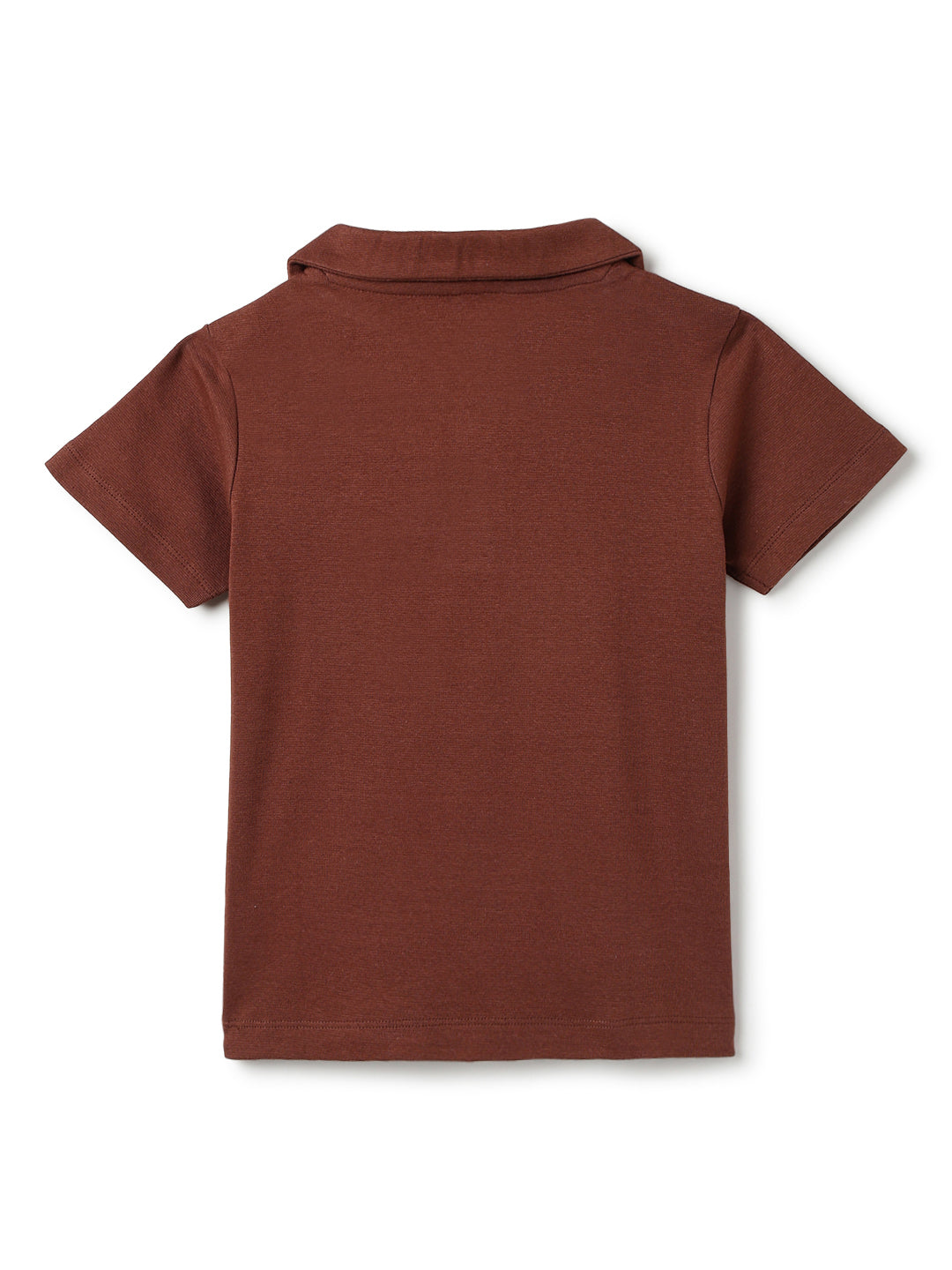 Boys Brown Solid Loose Fit Polo T-Shirt