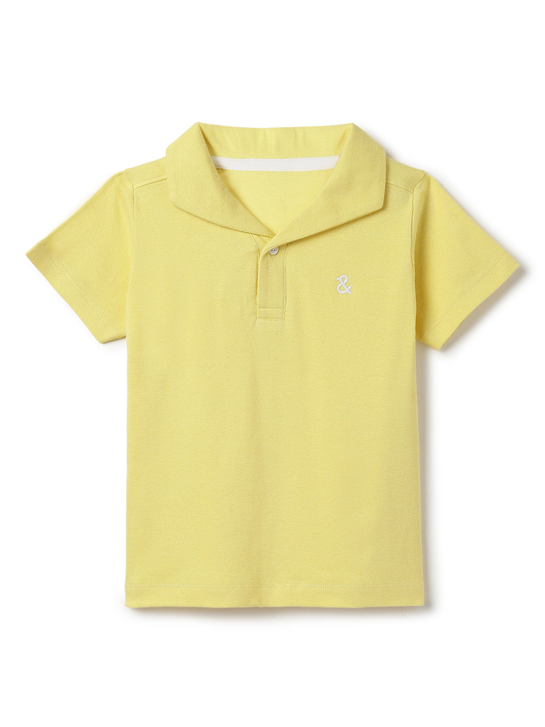 Boys Light Yellow Solid Loose Fit Polo T-Shirt