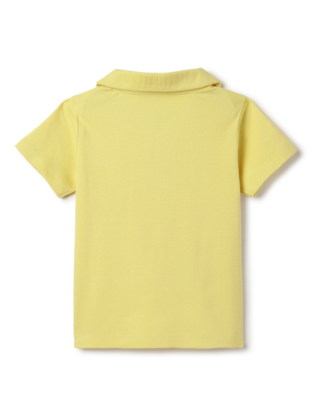 Boys Light Yellow Solid Loose Fit Polo T-Shirt