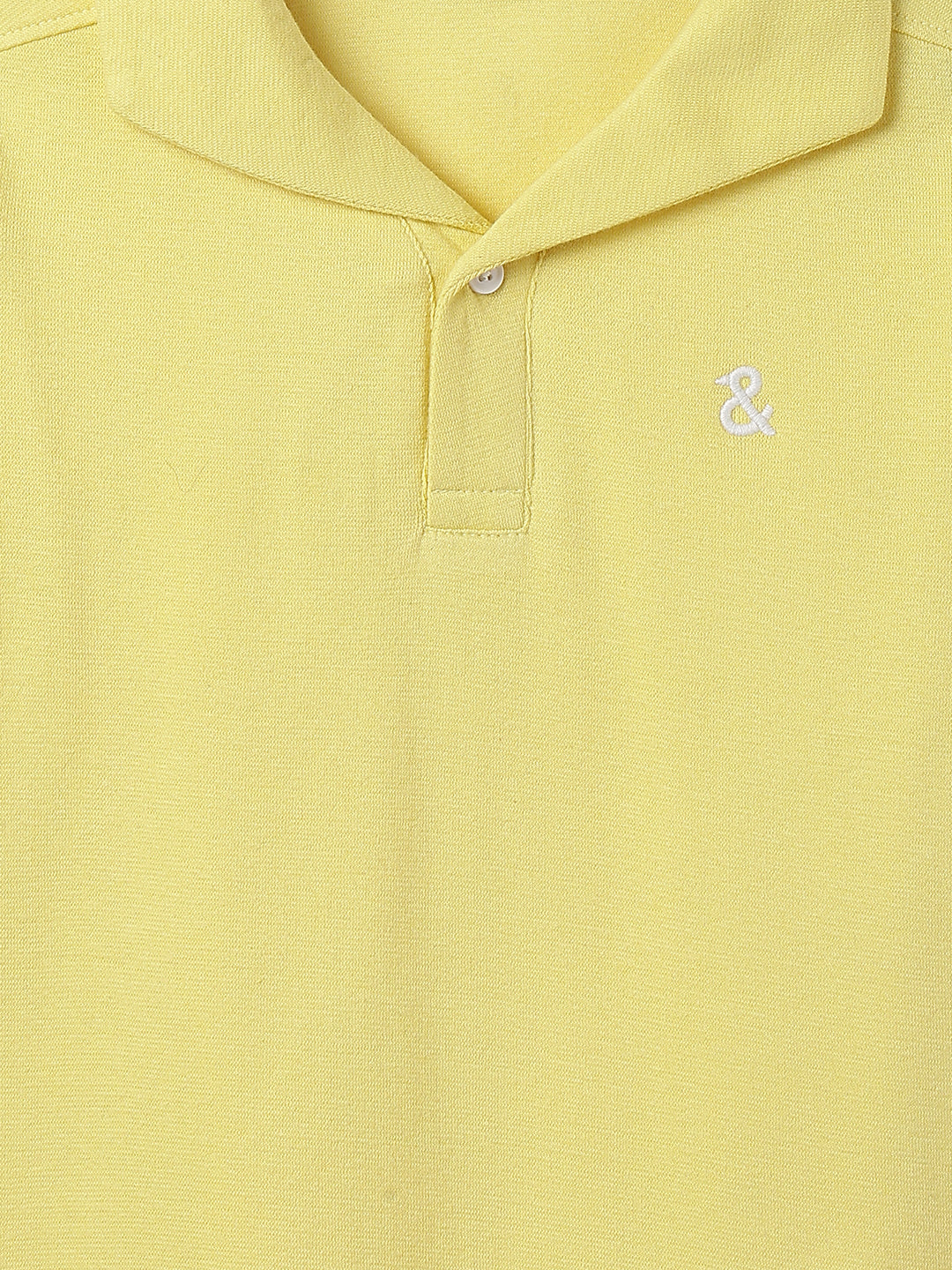 Boys Light Yellow Solid Loose Fit Polo T-Shirt