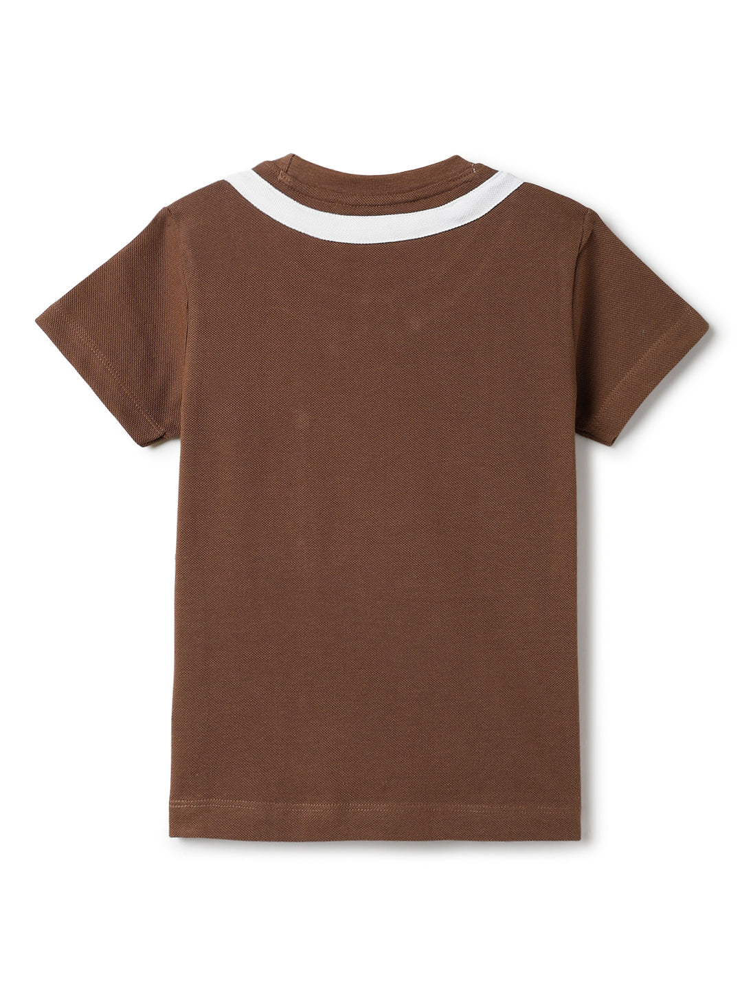 Boys Brown Cotton Half Sleeve Loose Fit Casual T-Shirt