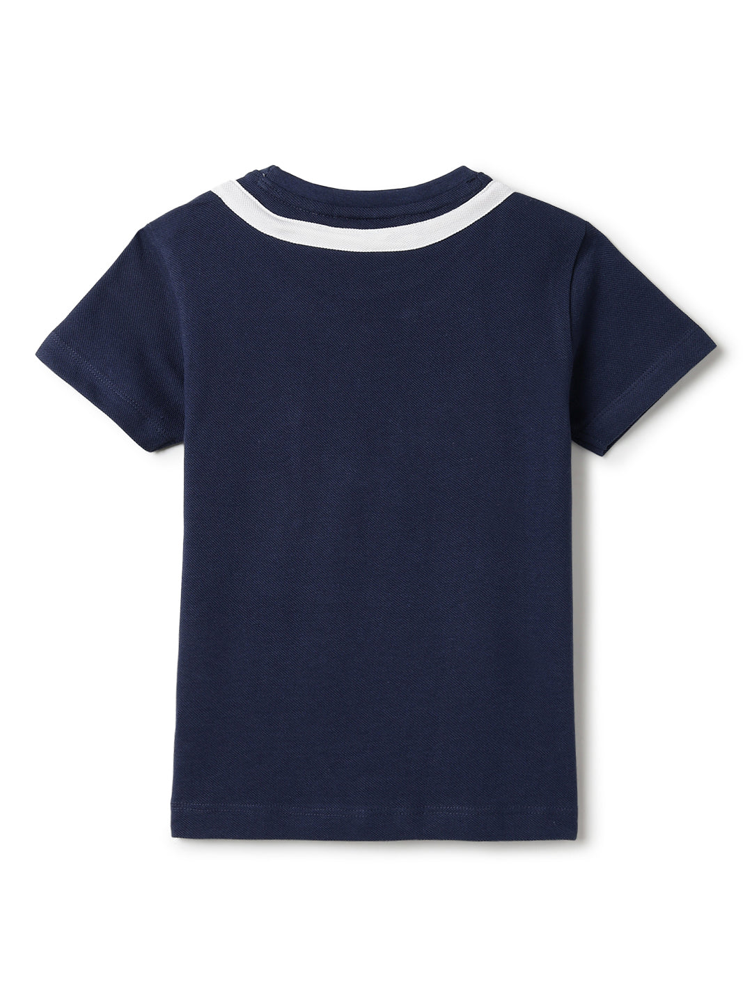 Boys Navy Blue Cotton Half Sleeve Loose Fit Casual T-Shirt