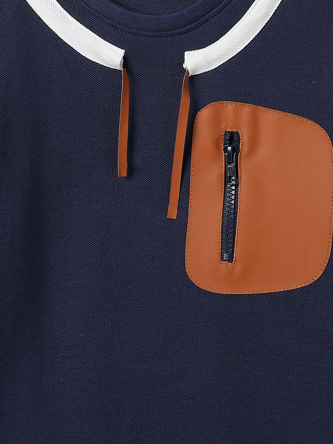 Boys Navy Blue Cotton Half Sleeve Loose Fit Casual T-Shirt