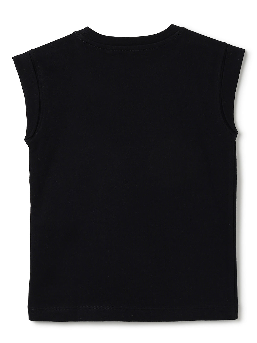 Boys Cotton Black Printed Boxy Fit T-Shirt