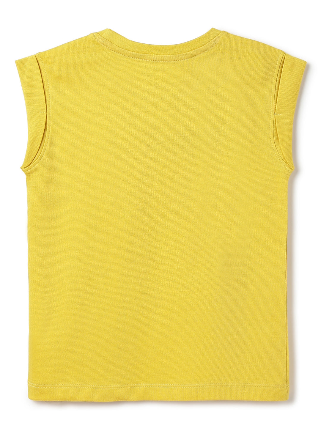 Boys Cotton Yellow Printed Boxy Fit  T-Shirt