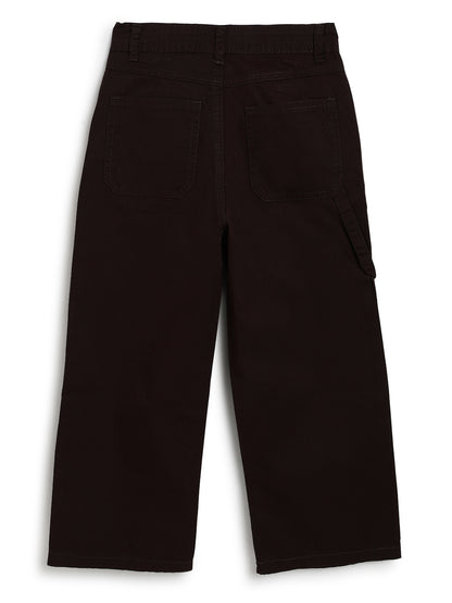 Boys Cotton Twill Brown Carpenter Fit Solid Trouser