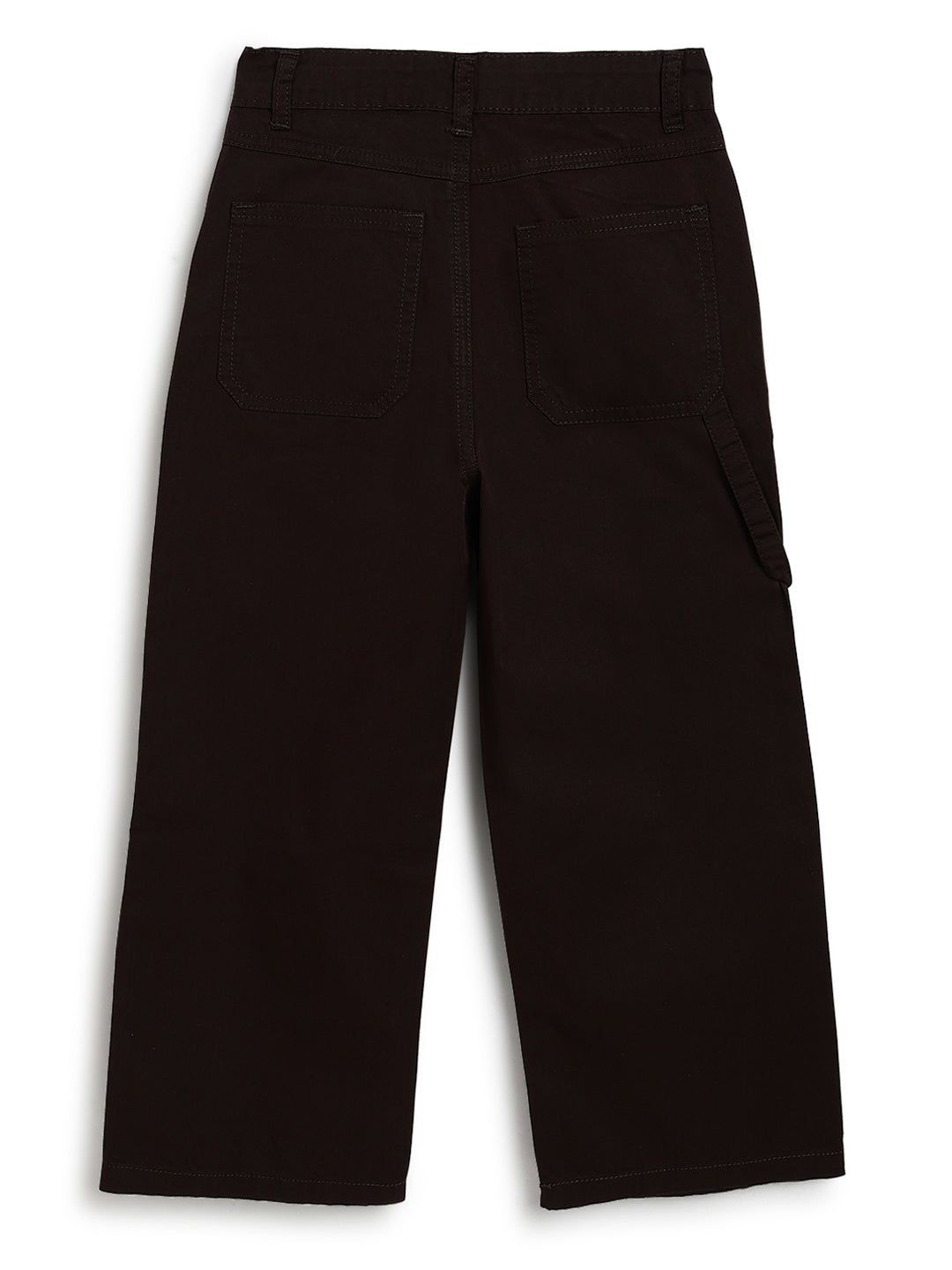 Boys Cotton Purple Stripes Shirt With Brown Cotton Solid Relaxed Fit Trouser