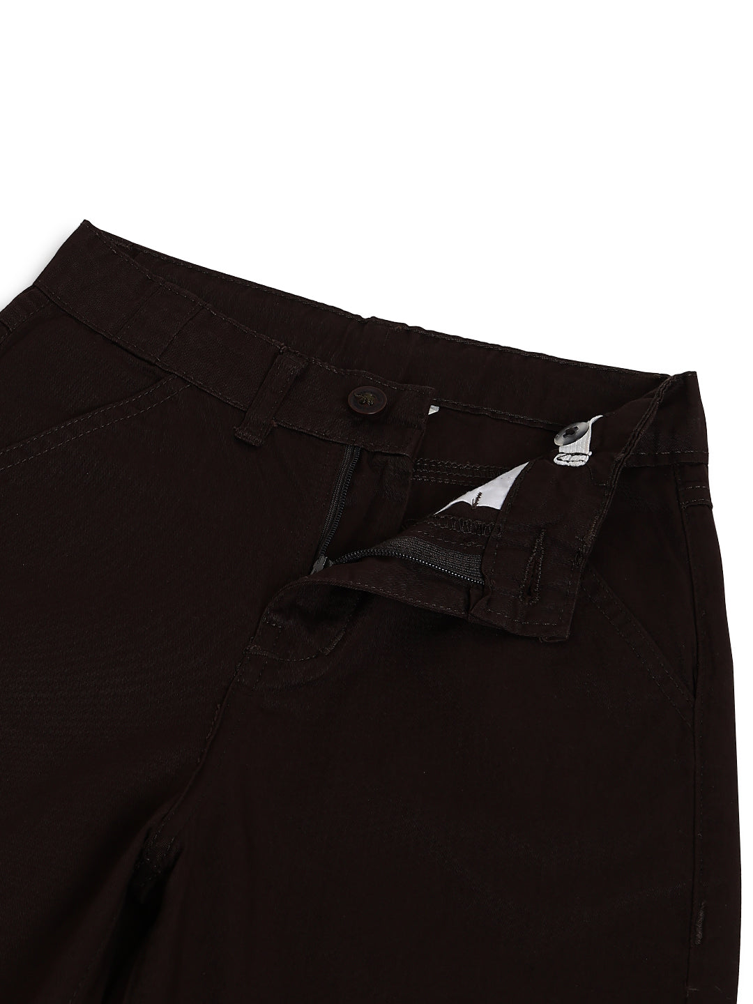 Boys Cotton Twill Brown Carpenter Fit Solid Trouser
