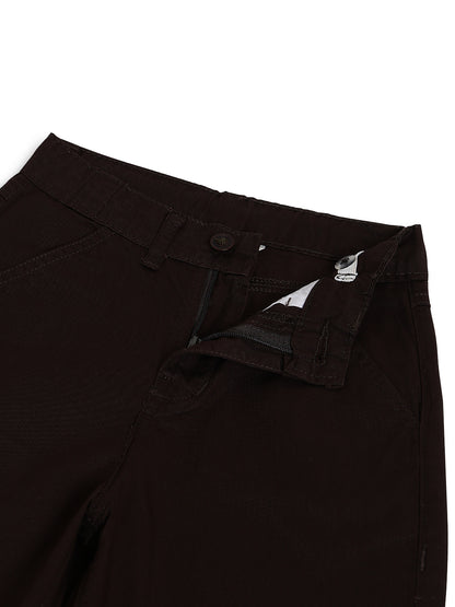Boys Cotton Twill Brown Carpenter Fit Solid Trouser
