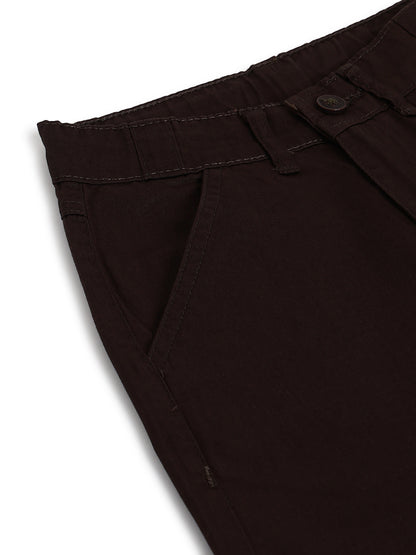 Boys Cotton Twill Brown Carpenter Fit Solid Trouser