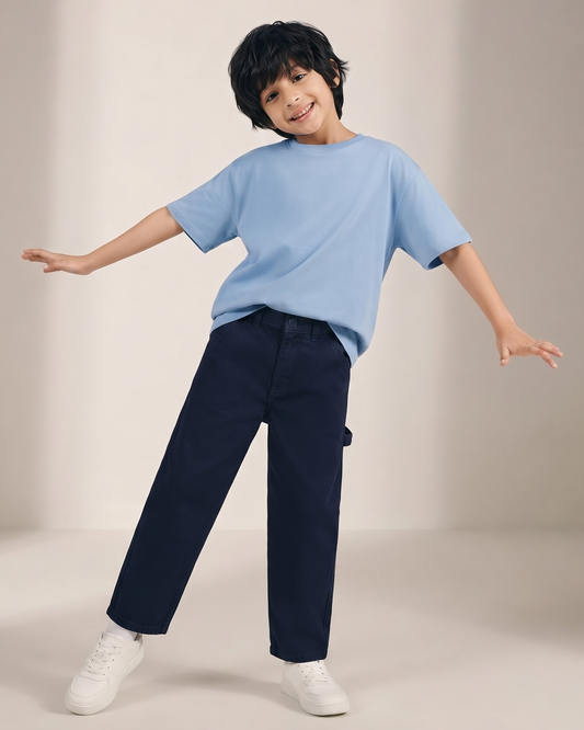 Boys Cotton Twill Navy Blue Carpenter Fit Trouser