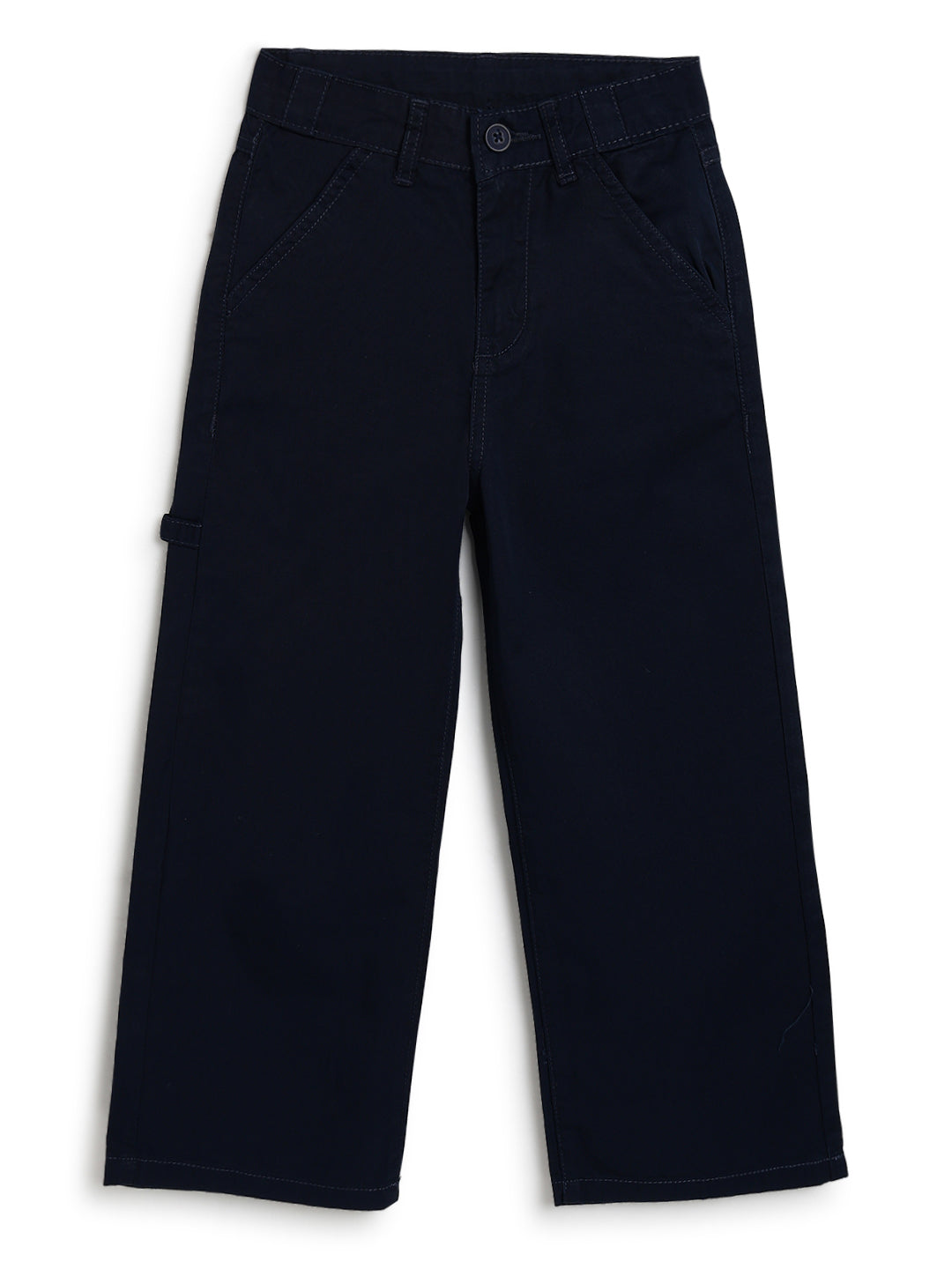 Boys Cotton Blue Checks Shirt With Navy Blue Cotton Solid Regular Fit Trouser