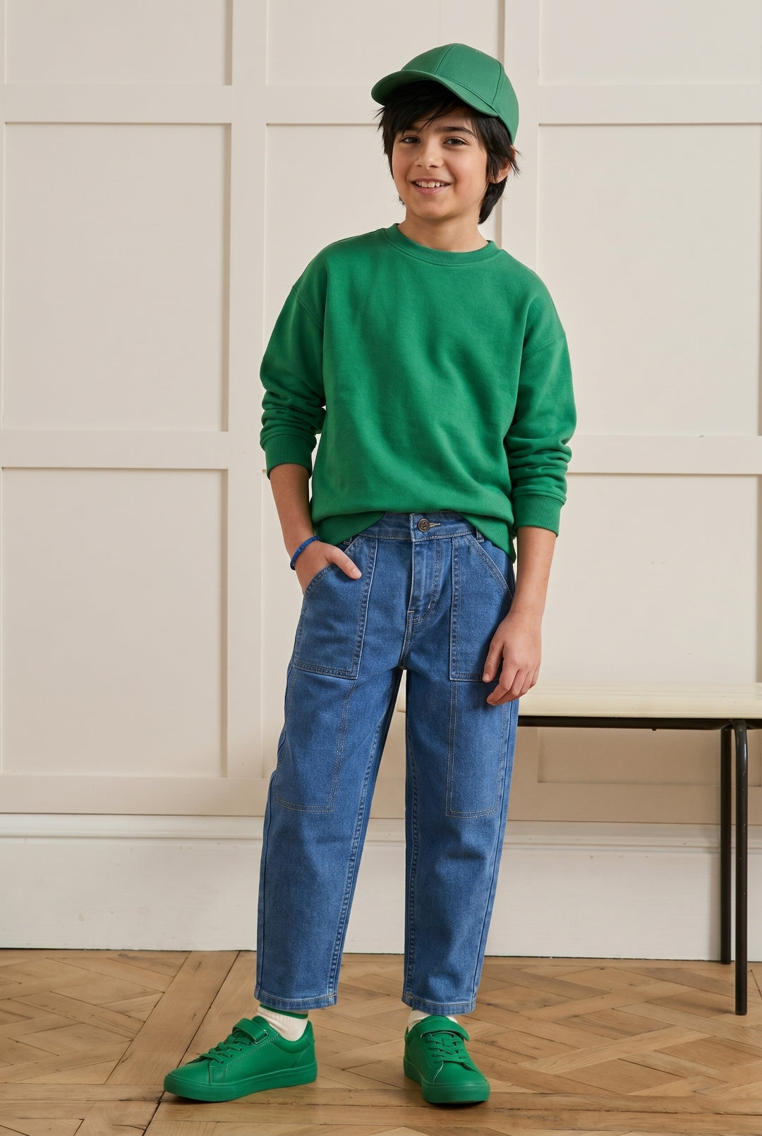 Boys Blue Barrel Fit Stretchable Denim Jeans