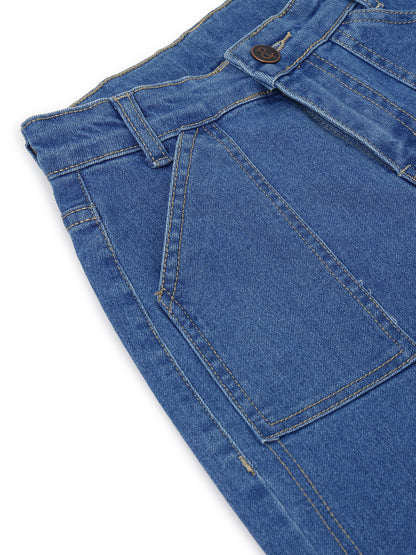 Boys Blue Barrel Fit Stretchable Denim Jeans
