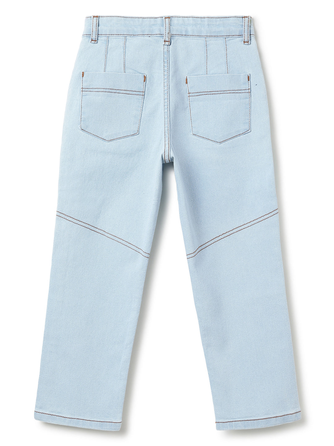 Boys Cotton Stripes Printed Blue Shirt With Light Blue Denim Washed Straight Fit Jeans