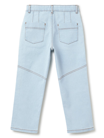 Boys Cotton Black Shirt With Light Blue Denim Washed Straight Fit Jeans