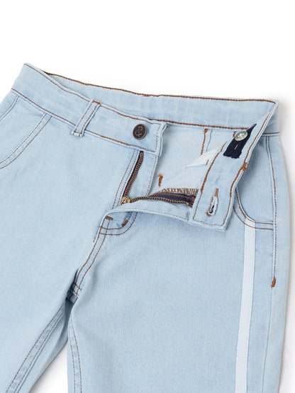 Boys Light Blue Straight Fit Denim Stretchable Jeans