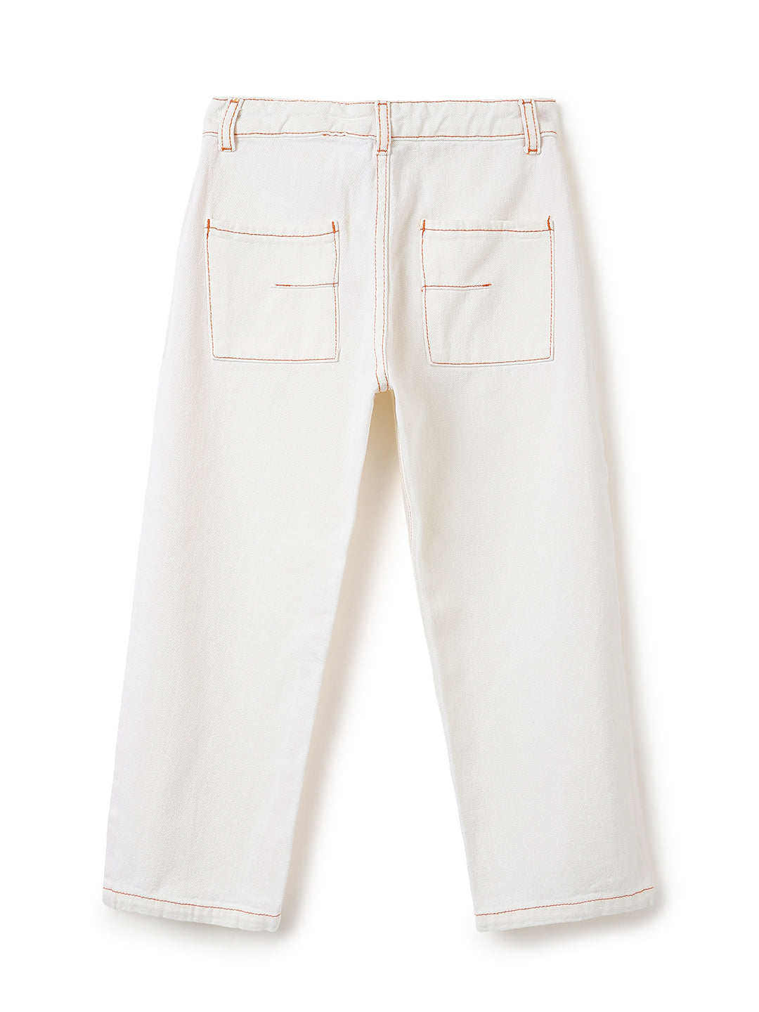 Boys Cotton Brown Printed Shirt With White Denim Solid Baggy Fit Jeans