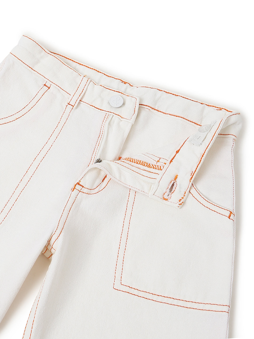 Boys White Baggy Fit Cotton Denim Jeans