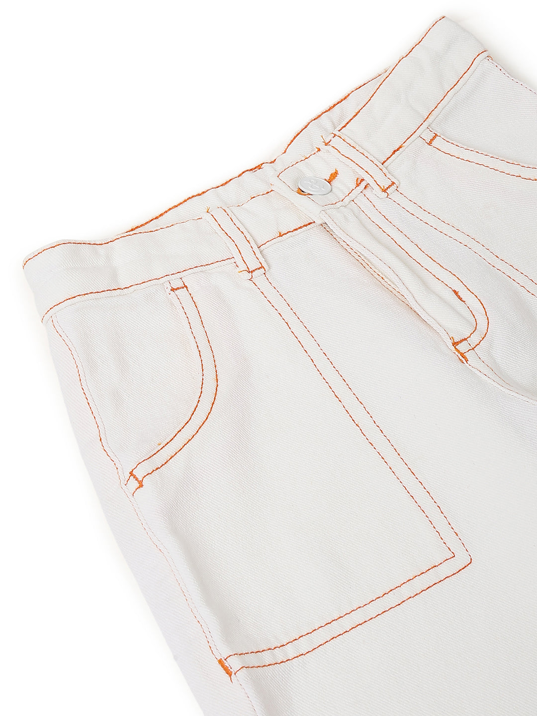 Boys White Baggy Fit Cotton Denim Jeans