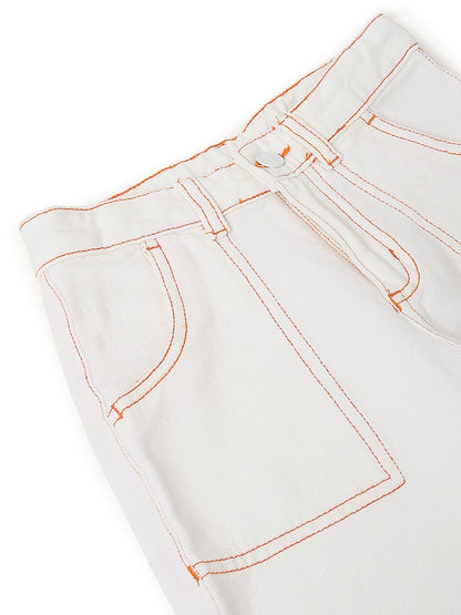 Boys White Baggy Fit Cotton Denim Jeans