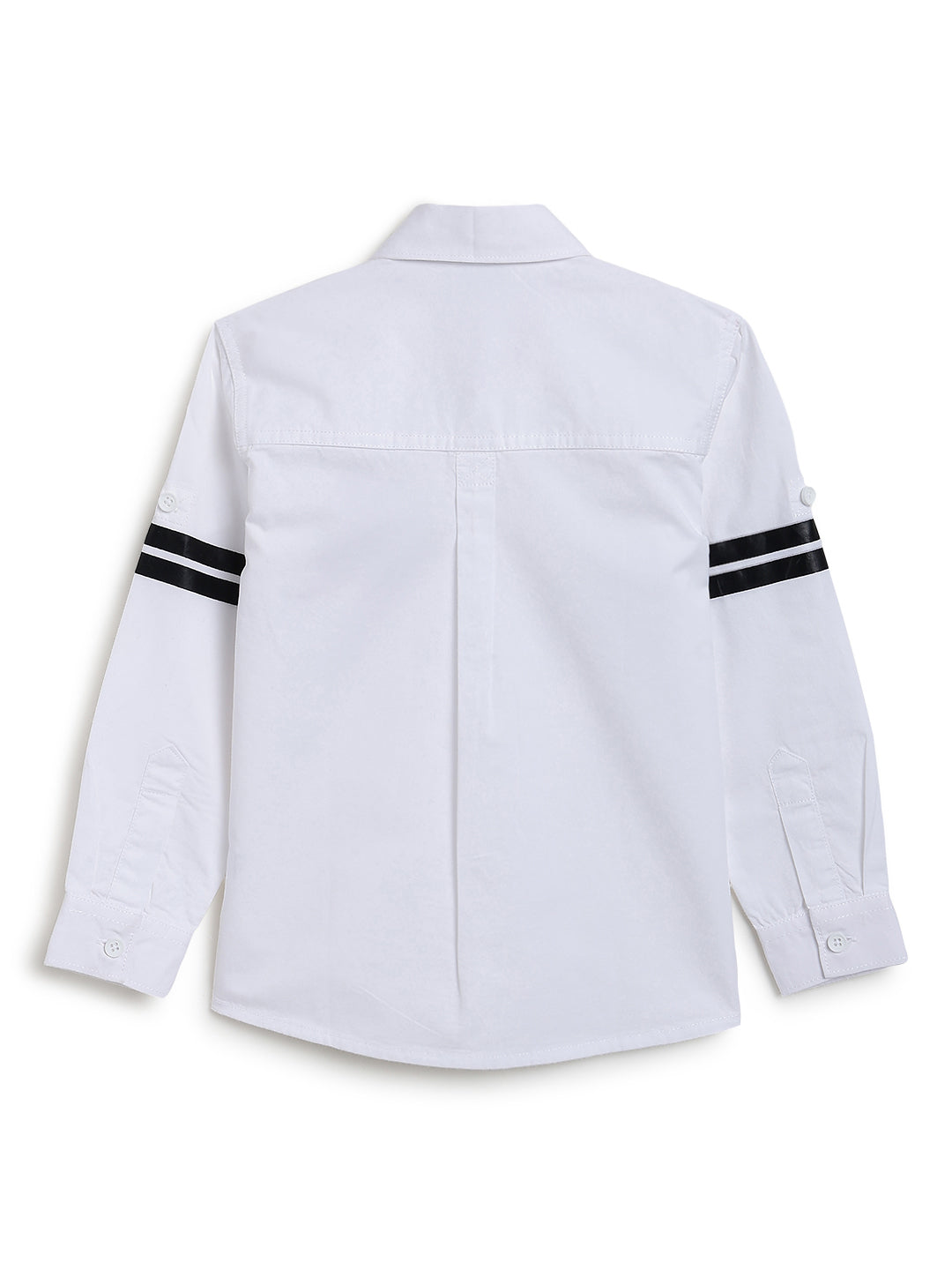 Boys White Cotton Woven Embroidered Shirt