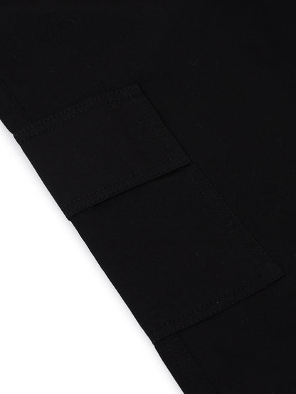 Girls Cotton Black Wide Leg Trousers