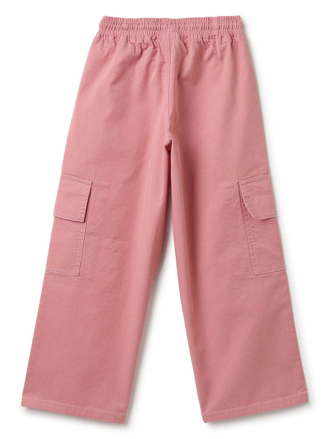 Girls Cotton Pink Wide Leg Trousers