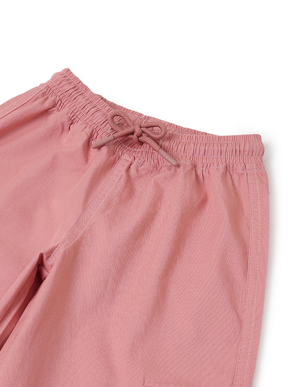 Girls Cotton Pink Wide Leg Trousers
