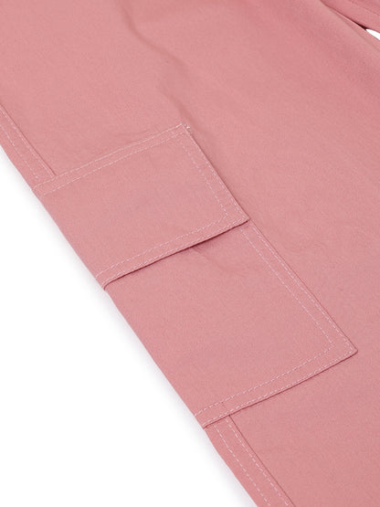 Girls Cotton Pink Wide Leg Trousers