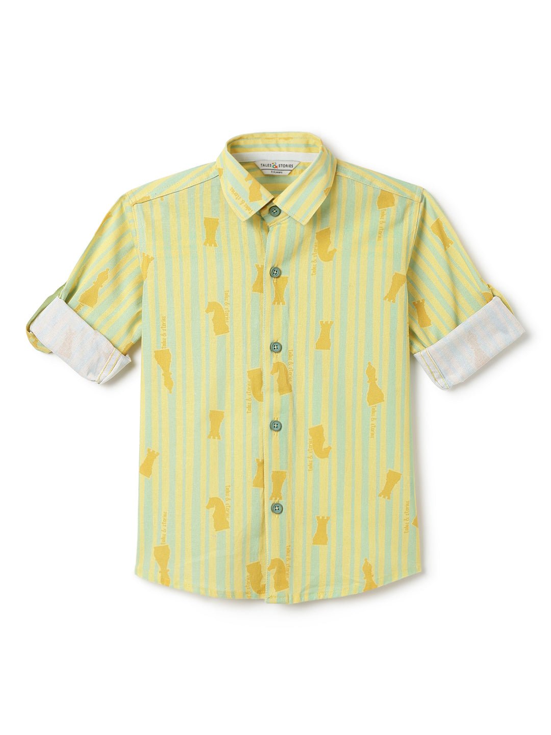 Boys Cotton Yellow Striped Casual Shirt