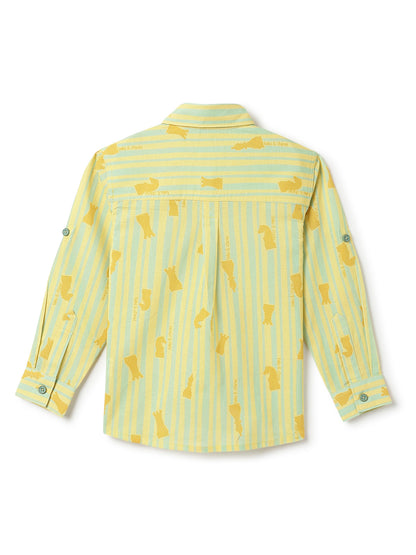 Boys Cotton Yellow Striped Casual Shirt