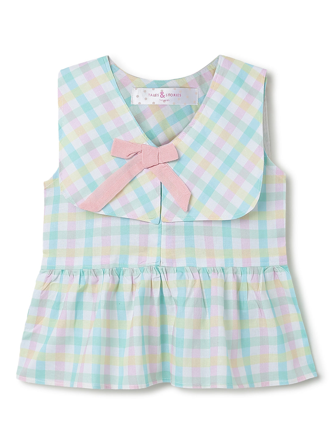 Girls Multicolor Checkered Cotton Top