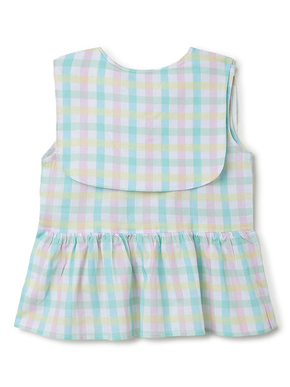 Girls Multicolor Checkered Cotton Top