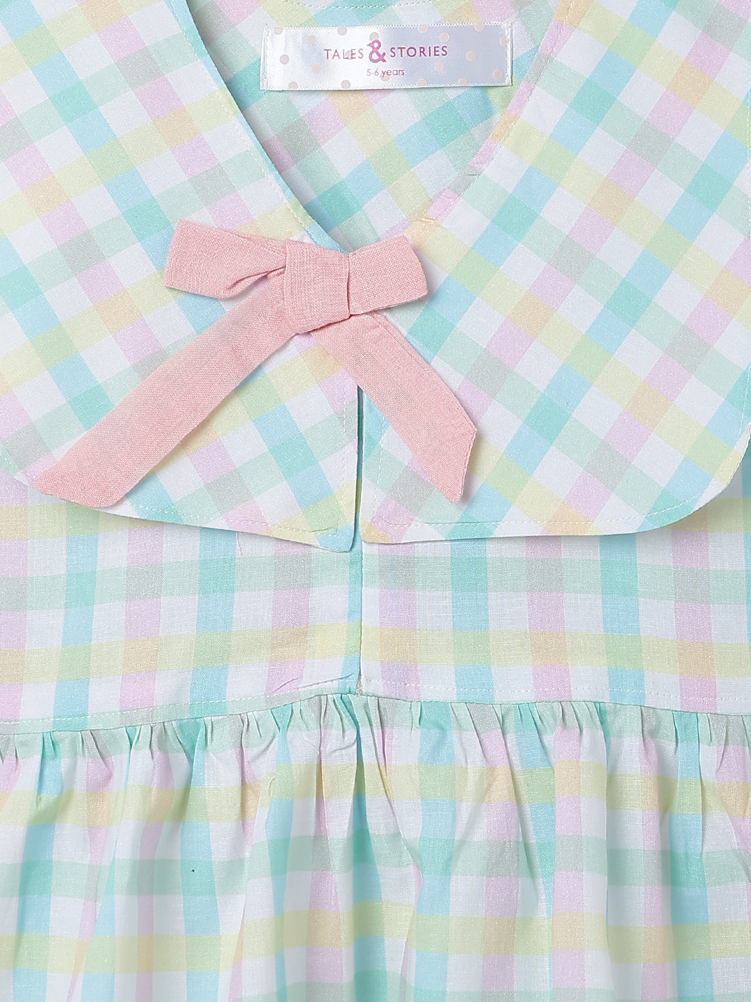Girls Multicolor Checkered Cotton Top