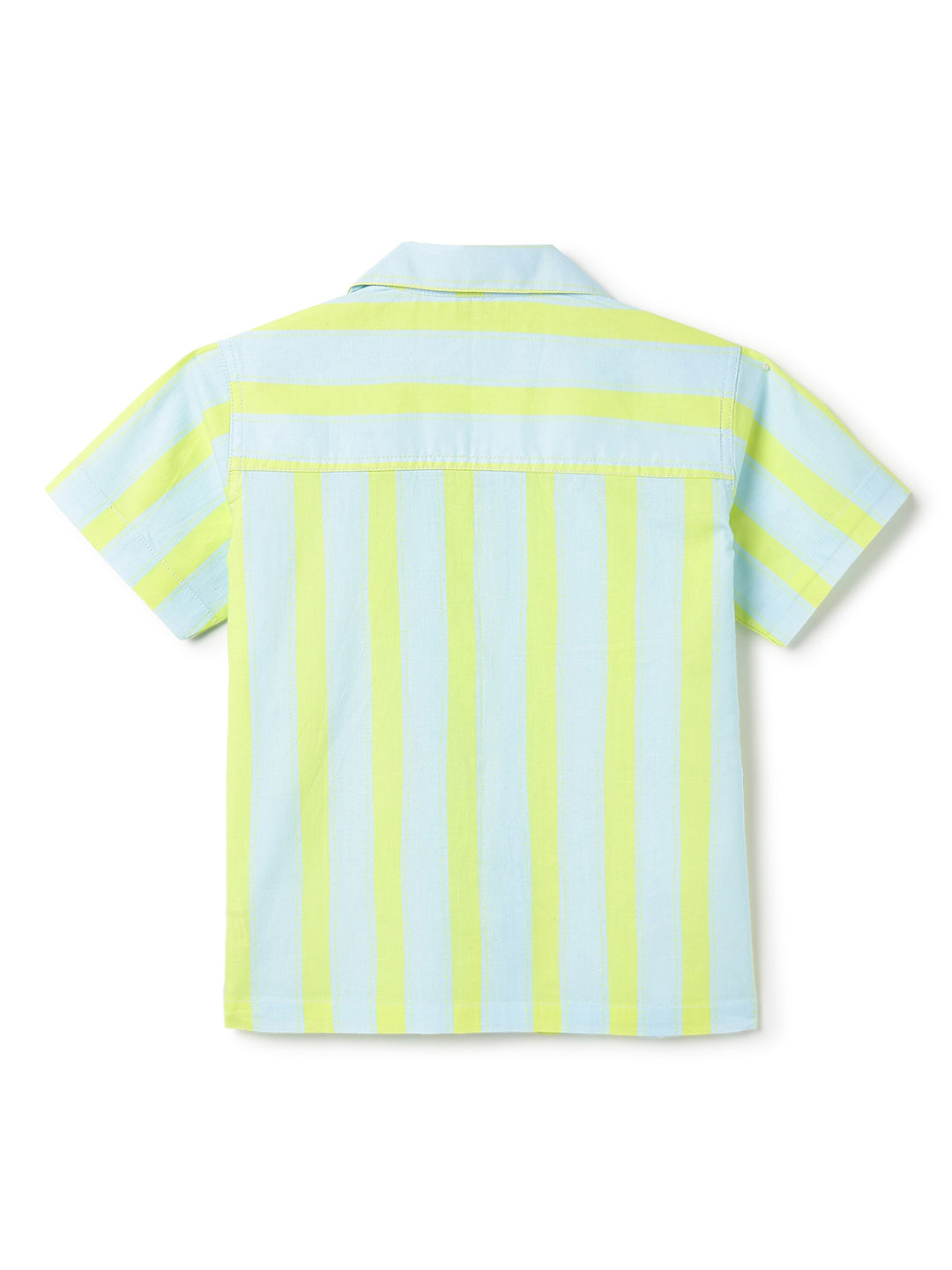 Boys Green Neon Striped Casual Shirt