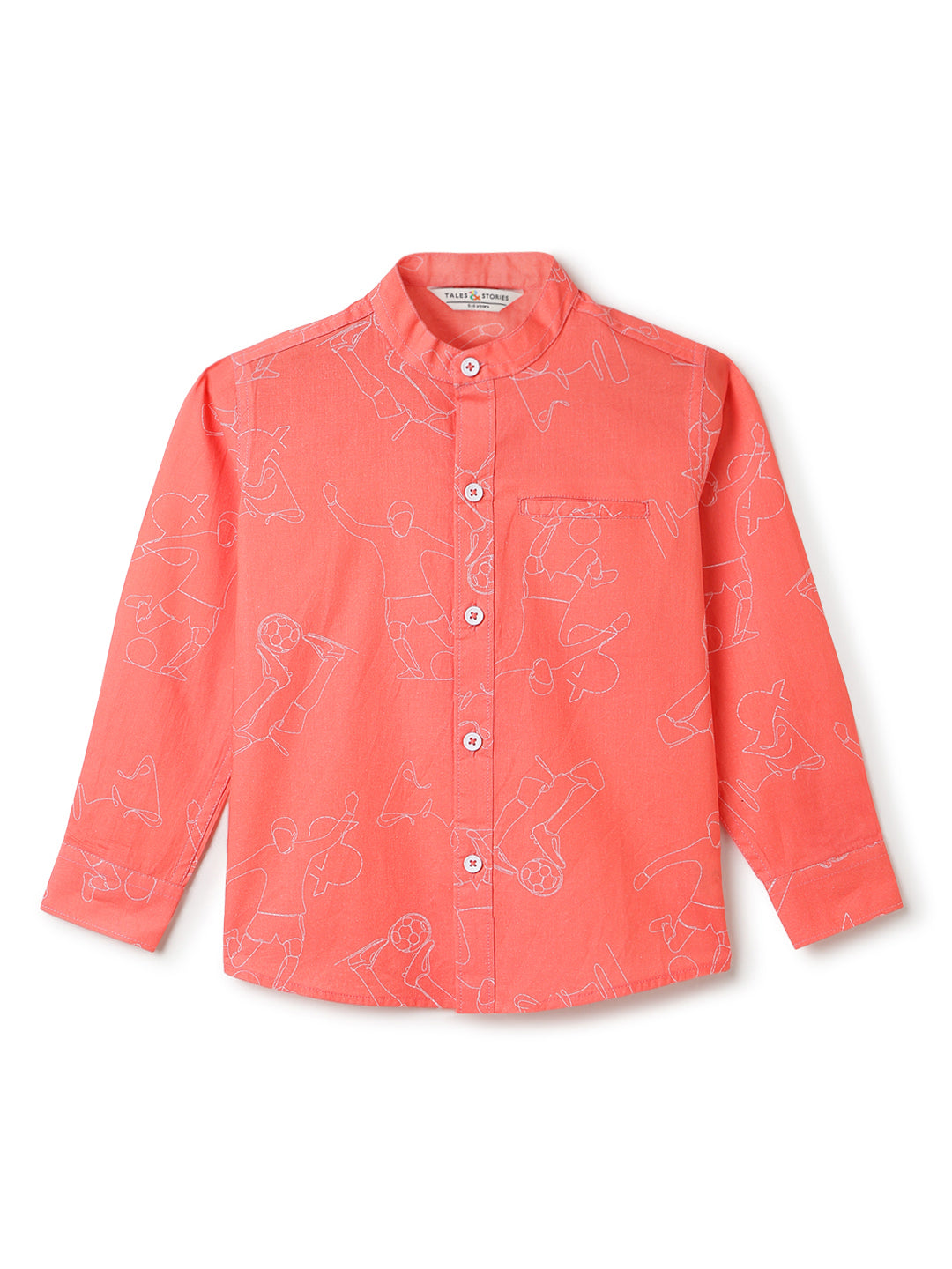 Boys Cotton Orange Shirt With Grey Denim Washed Regular Fit Jeans