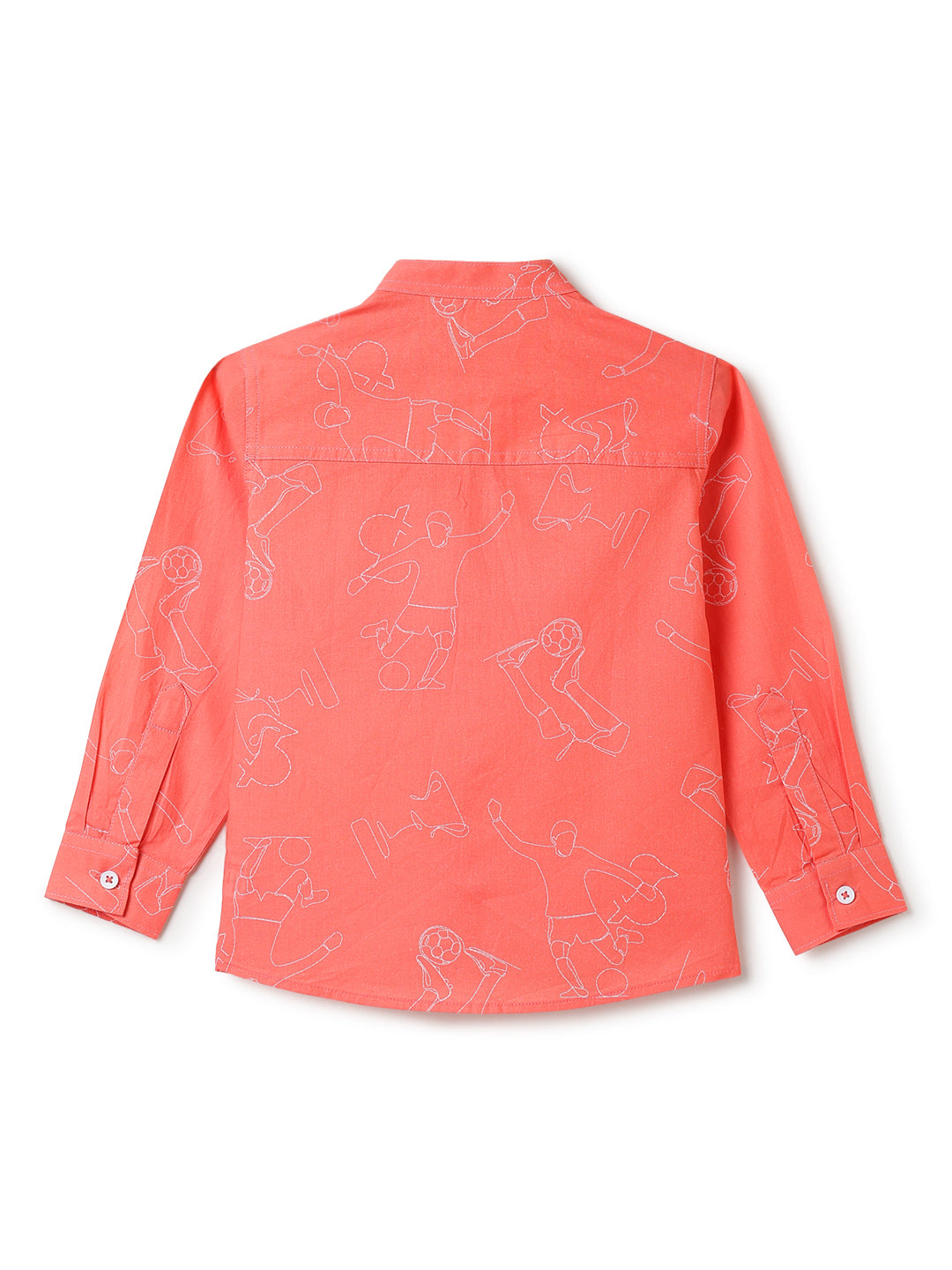 Boys Cotton Orange Shirt With White Denim Washed Barrel Fit Jeans