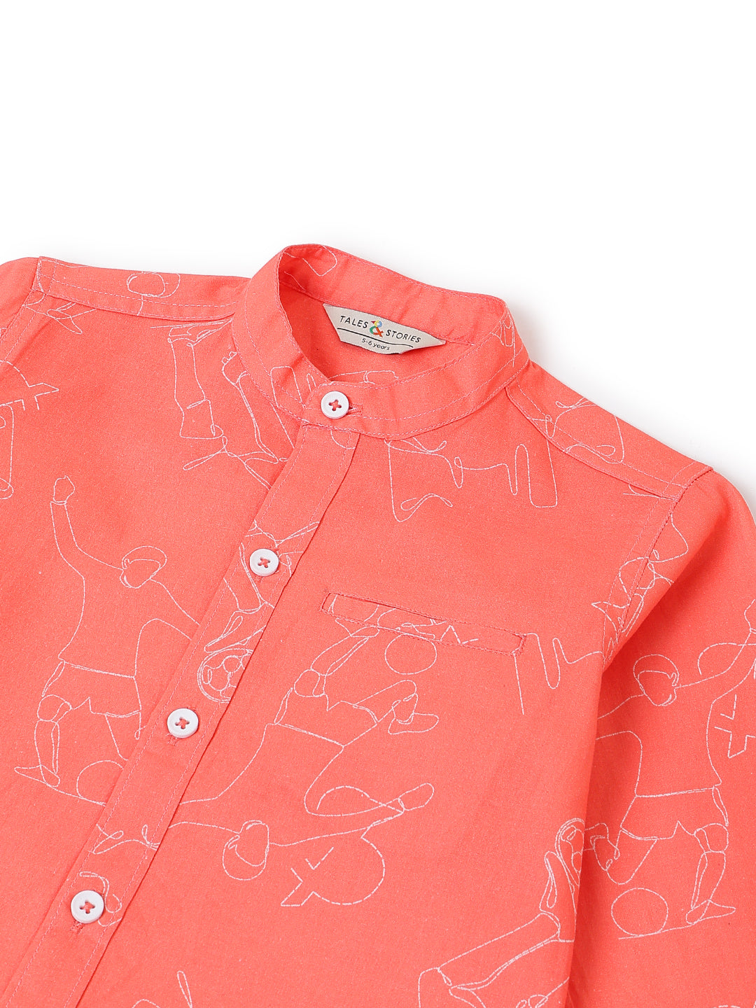 Boys Cotton Orange Shirt With White Denim Washed Barrel Fit Jeans