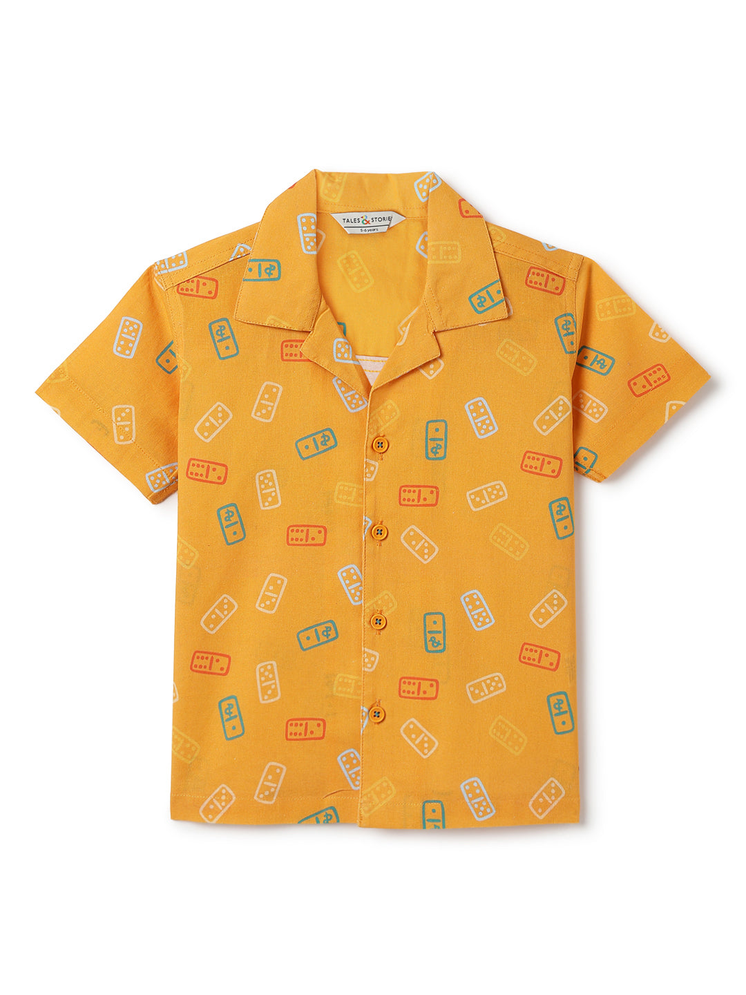 Boys Cotton Yellow Printed Casual Shirt