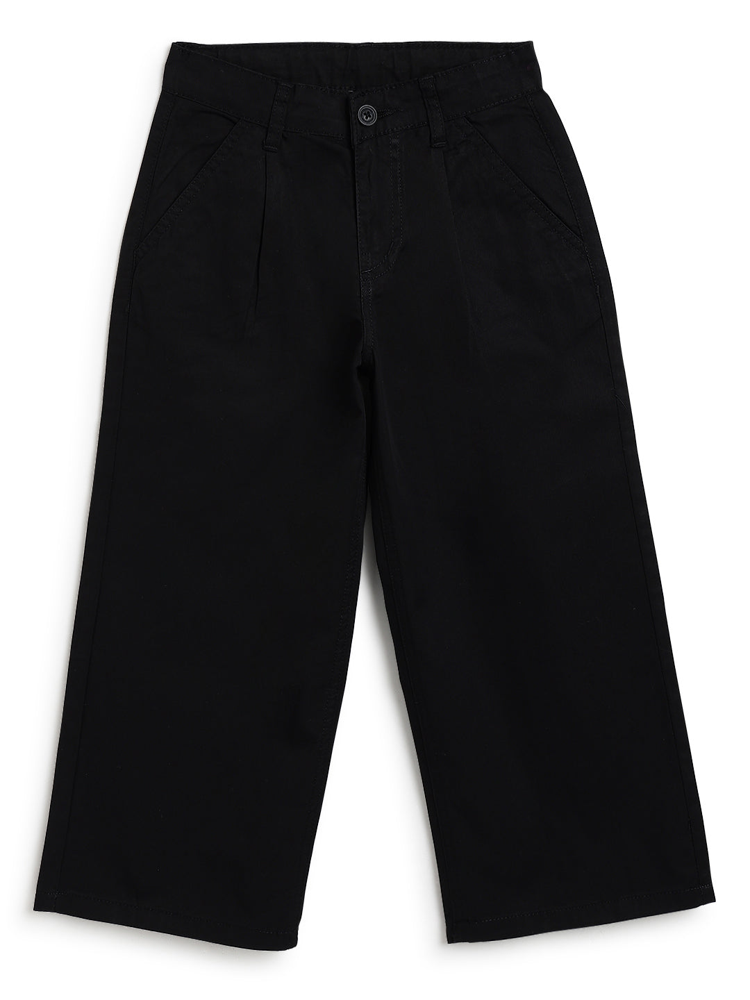 Boys Black Cotton Twill Korean Fit Trouser