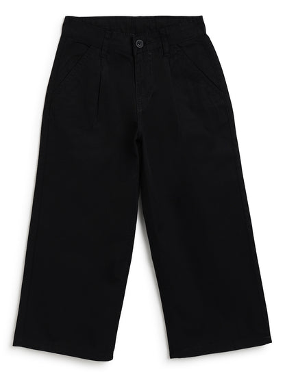 Boys Black Cotton Twill Korean Fit Trouser