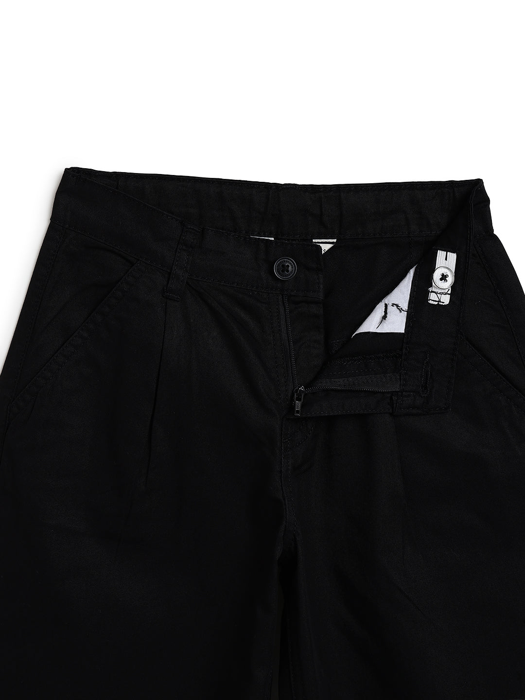 Boys Black Cotton Twill Korean Fit Trouser